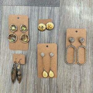 Lot of 5 Gold-Tone Yellow Earrings